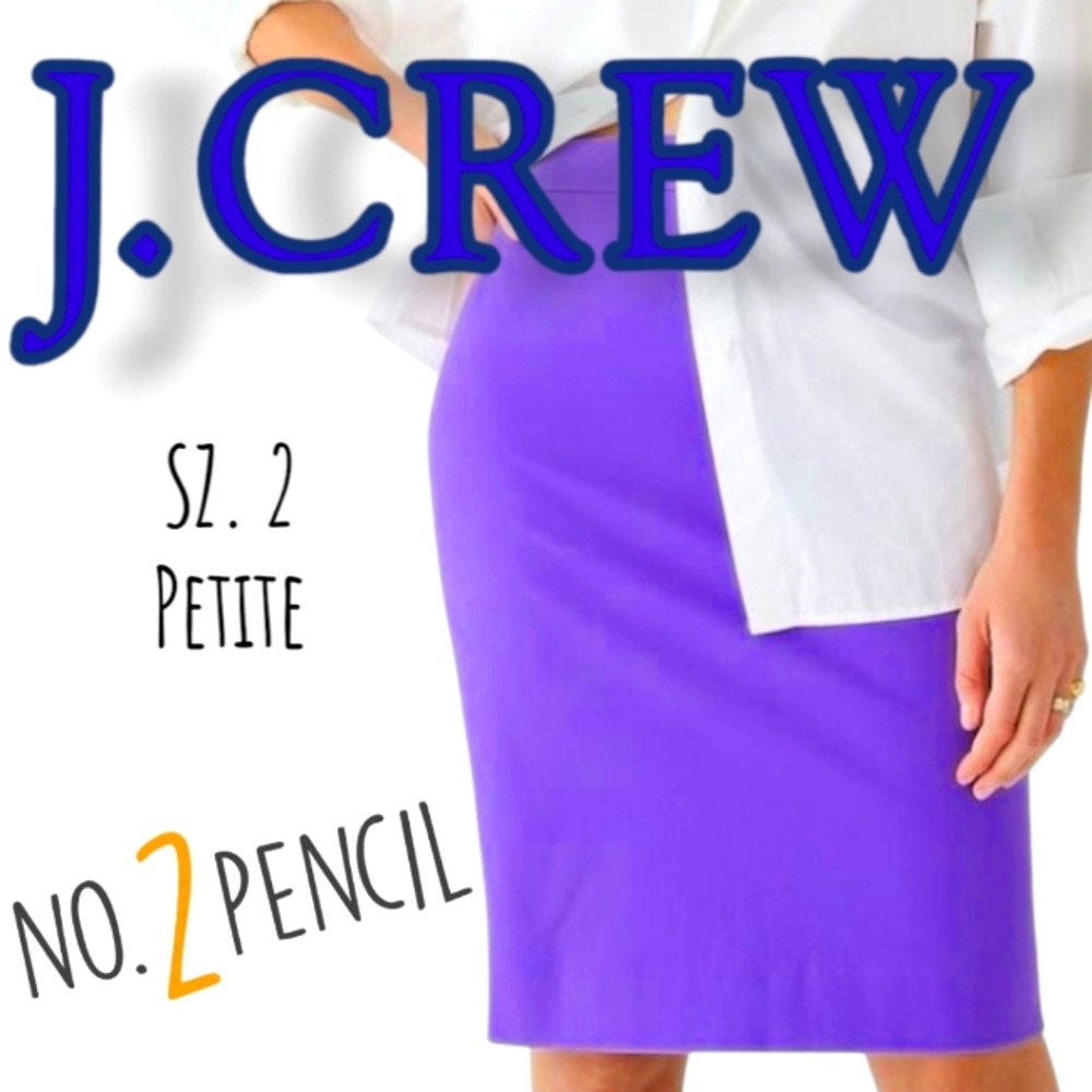 EUC J. Crew Purple Midi No. 2 Pencil Skirt Sz. 2 Petite